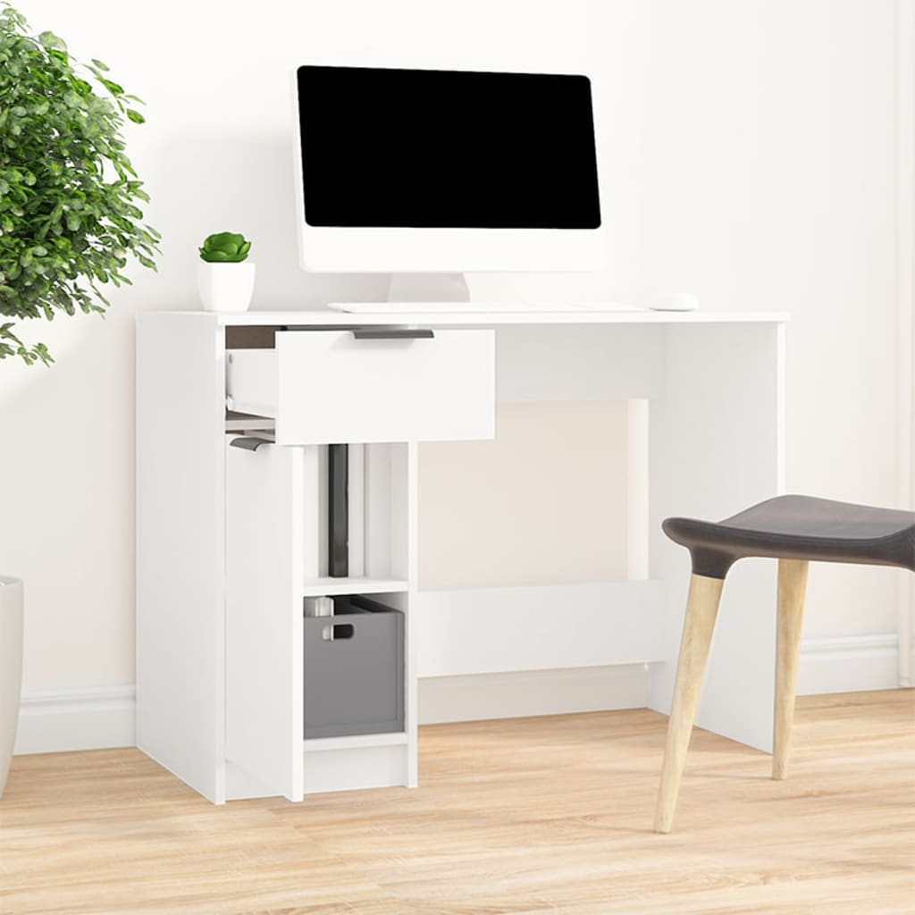 vidaXL Birou, alb, 100x50x75 cm, lemn prelucrat