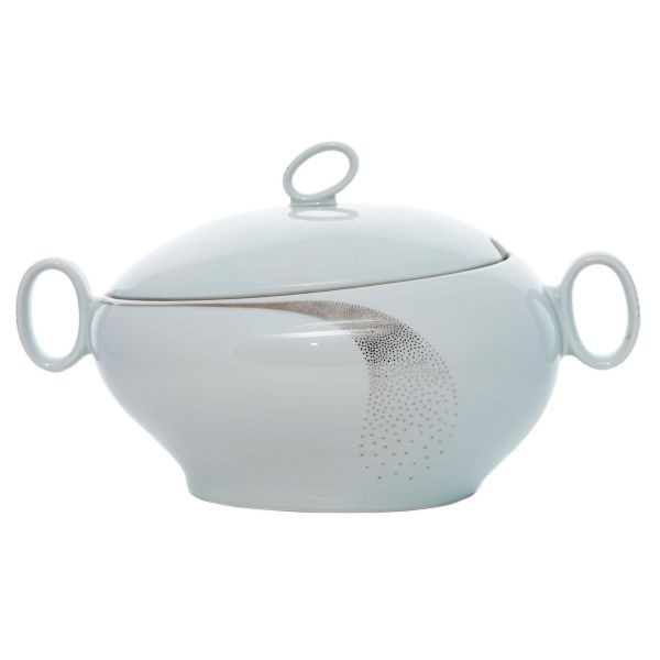 FUTURE PLATINUM Supiera cu capac portelan Bohemia cu decor platina 2700 ml