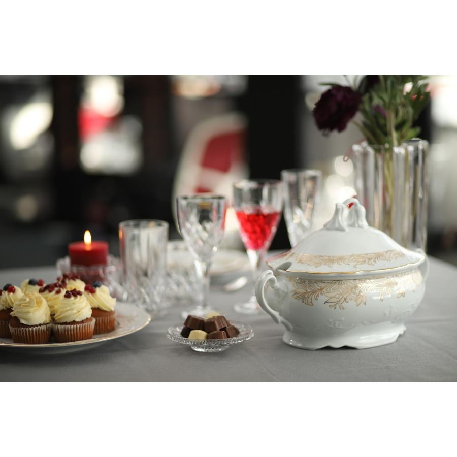 TULIP decor AUR Supiera cu capac portelan Bohemia 2500 ml