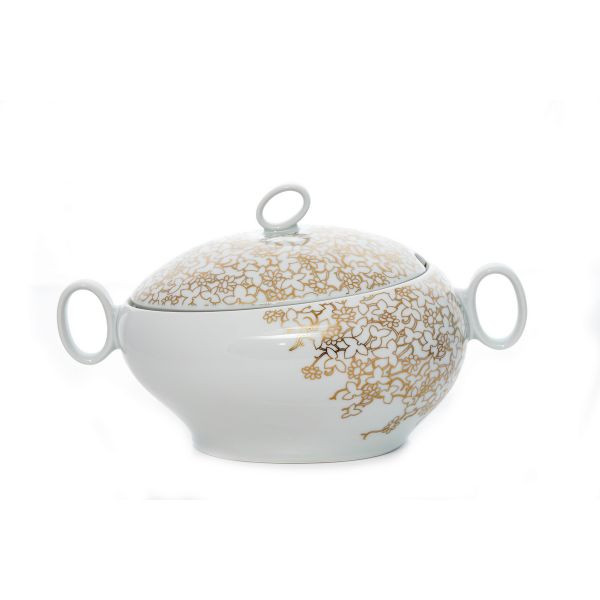 FUTURE FLORAL decor AUR Supiera cu capac portelan Bohemia 2700 ml