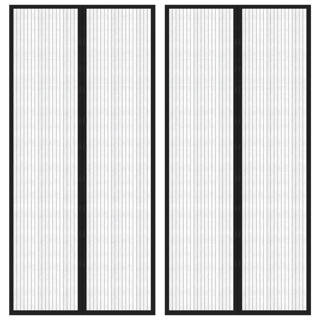 vidaXL Perdea de ușă anti-insecte cu magnet, 2 buc., negru, 220×110 cm