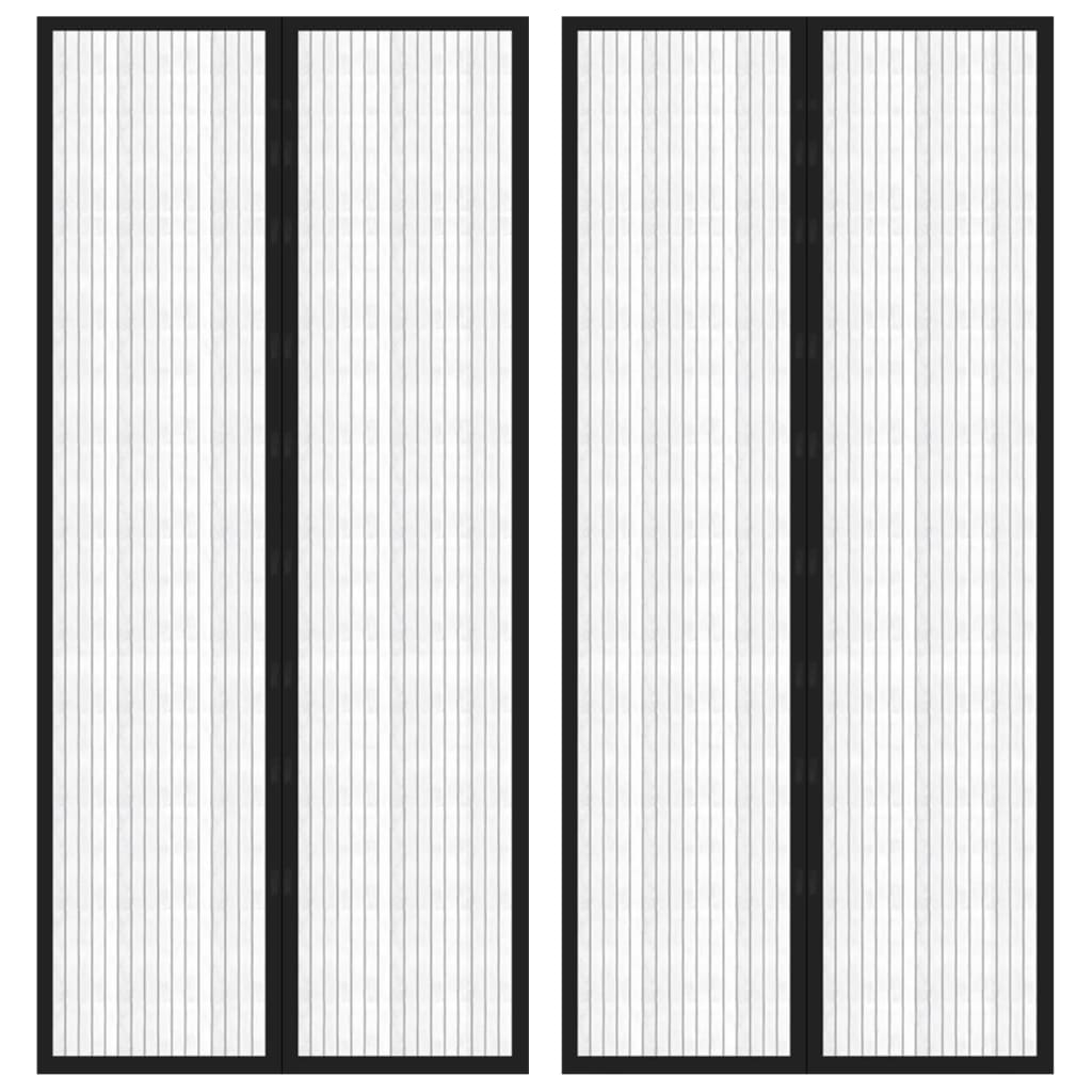 vidaXL Perdea de ușă anti-insecte cu magnet, 2 buc., negru, 210×90 cm