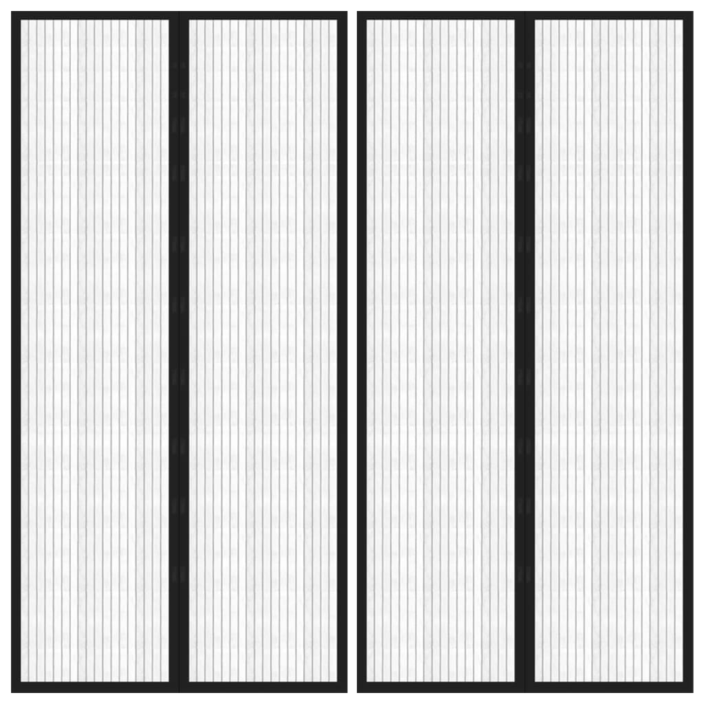 vidaXL Perdea de ușă anti-insecte cu magnet, 2 buc., negru, 220×100 cm