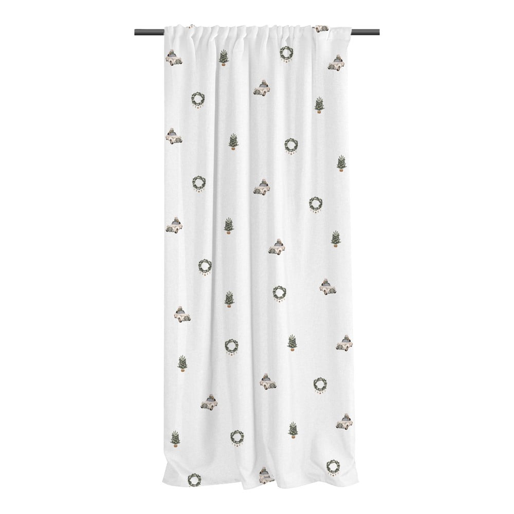 Draperie albă din bumbac satinat 110×250 cm Festive Car – Butter Kings