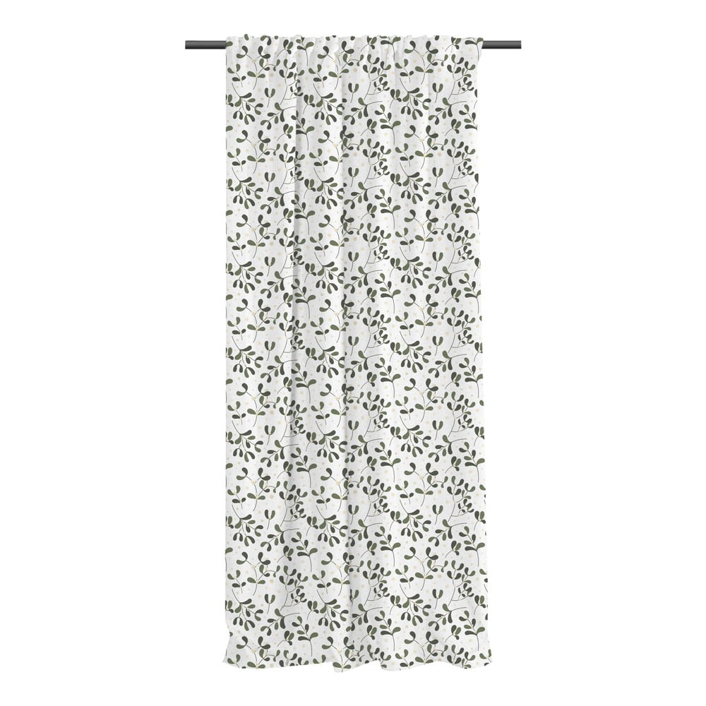 Draperie albă/verde din bumbac satinat 110×250 cm Santa Likes Mistletoe – Butter Kings