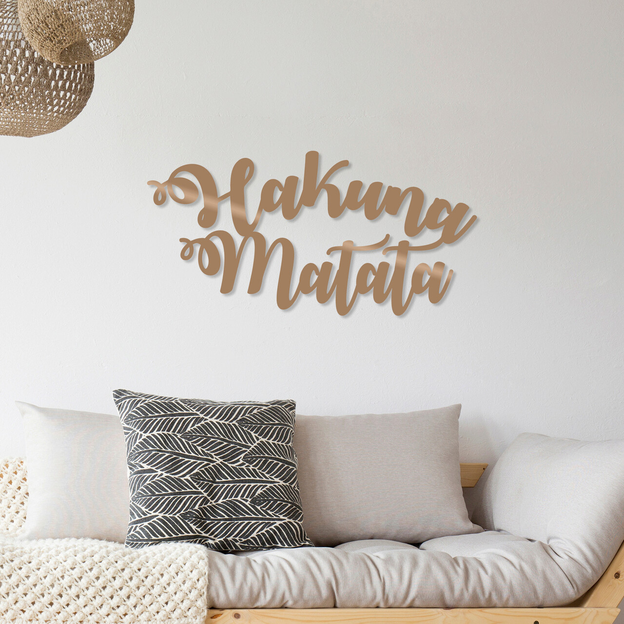 Decoratiune de perete, Hakuna Matata, 70 x 35 cm, Cupru