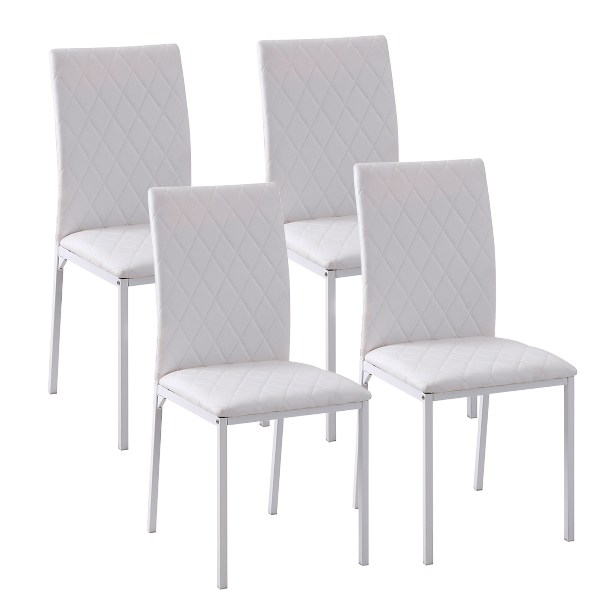 HOMCOM Scaune Sufragerie 4piese, cu Design Modern și Imitație de Piele, 41x50x92 cm, Alb | Aosom Romania