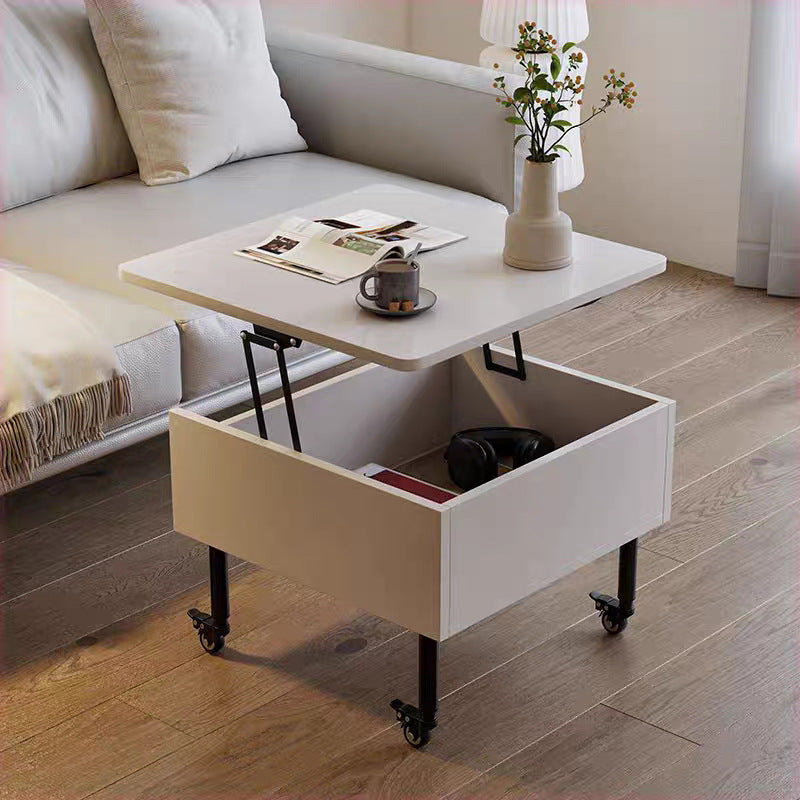 Masuta de cafea cu blat rabatabil, spatiu de depozitare si roti pivotante, 55x55x48cm Masuta de cafea cu blat rabatabil, spatiu de depozitare si roti pivotante, 55x55x48cm