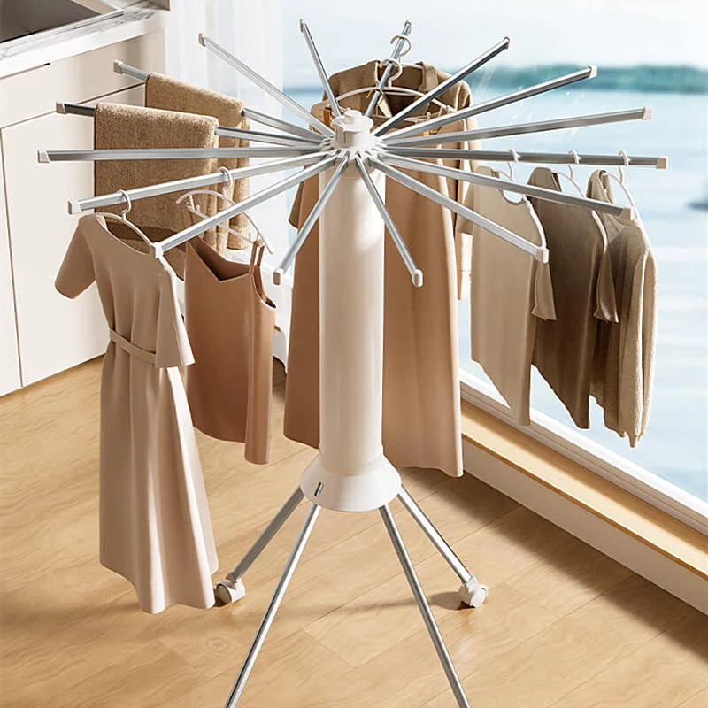 Uscator de rufe tip trepied, pliabil si compact, cu 16 brate rotative, pentru interior si exterior, 125cm Uscator de rufe tip trepied, pliabil si compact, cu 16 brate rotative, pentru interior si exterior, 125cm