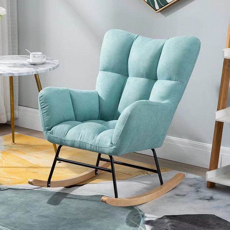 Fotoliu balansoar pentru relaxare cu material catifelat si cadru metalic