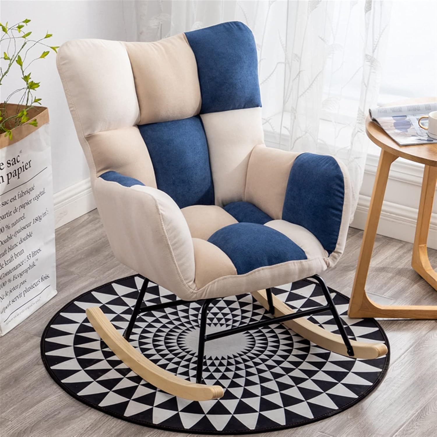 Fotoliu balansoar pentru relaxare cu material catifelat si cadru metalic Fotoliu balansoar pentru relaxare cu material catifelat si cadru metalic