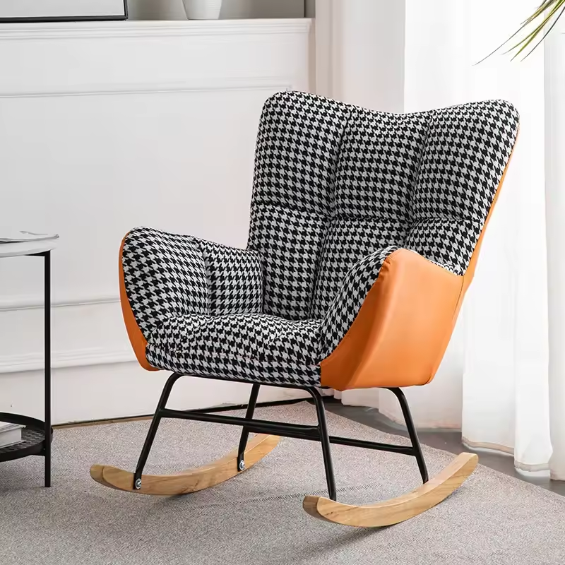 Fotoliu balansoar pentru relaxare cu material catifelat si cadru metalic Fotoliu balansoar pentru relaxare cu material catifelat si cadru metalic