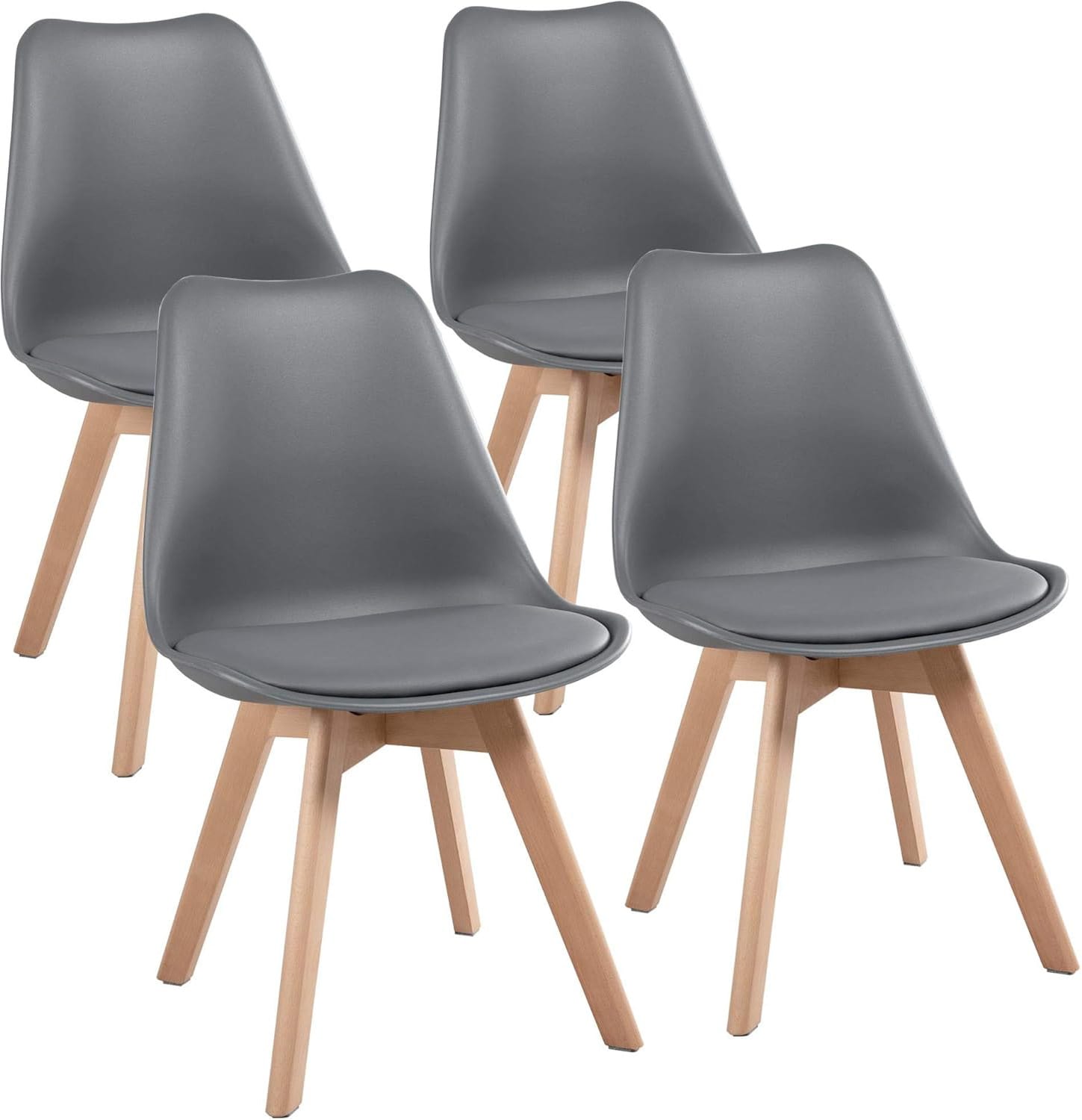 Set 4 Scaune Elindor® Stil Retro, Piele Ecologica si Picioare din Lemn, Gri – Default Title Set 4 Scaune Elindor® Stil Retro, Piele Ecologica si Picioare din Lemn, Gri – Default Title