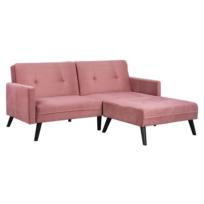 Canapea extensibila 3 locuri cu taburet GUHOR 211 CM – Roz