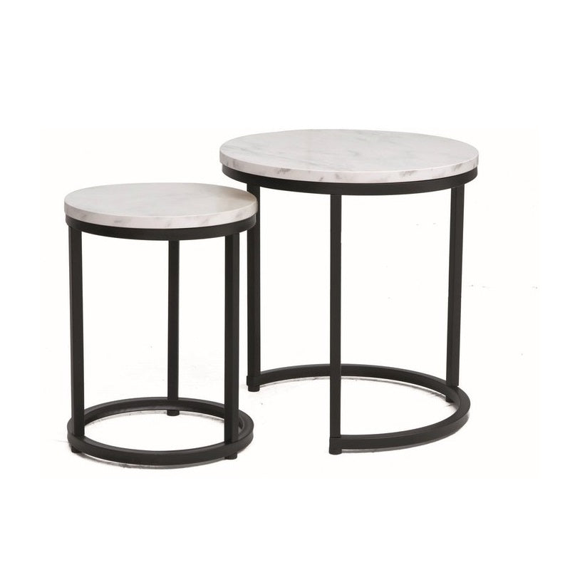 Set 2 masute de cafea VALENCIA BLACK Ø45/32 CM-Alb – Default Title