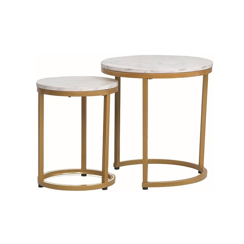 Set 2 masute de cafea VALENCIA GOLD Ø45/32 CM – Alb