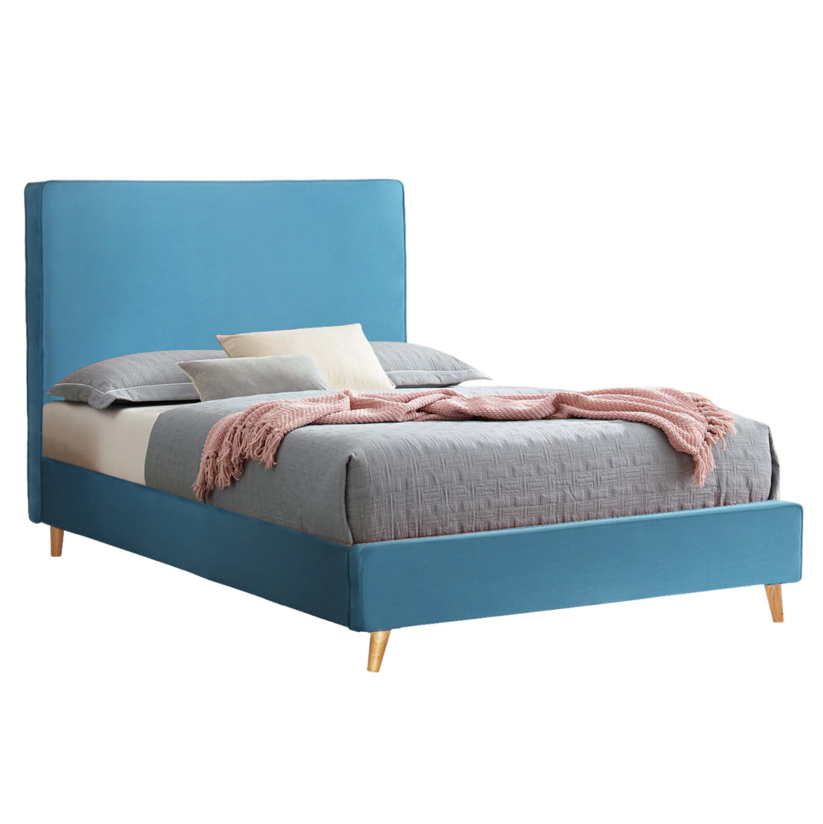 Pat tapitat SACELO 120×200 cm catifea – Blue Pat tapitat SACELO 120×200 cm catifea – Blue