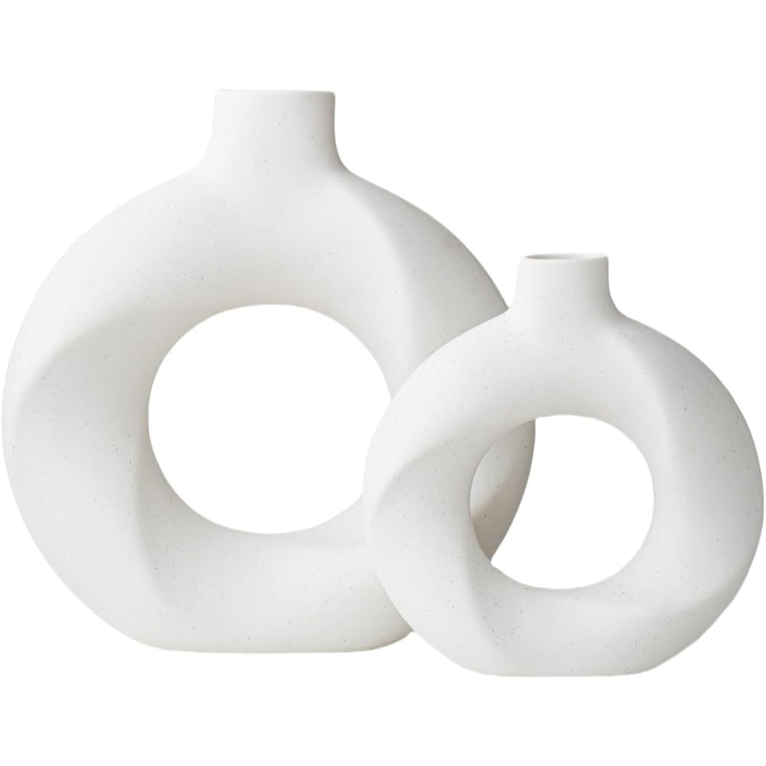 Set 2 Vaze Ceramica Premium Elindor® Design Modern Boho Minimalist Alb – Default Title