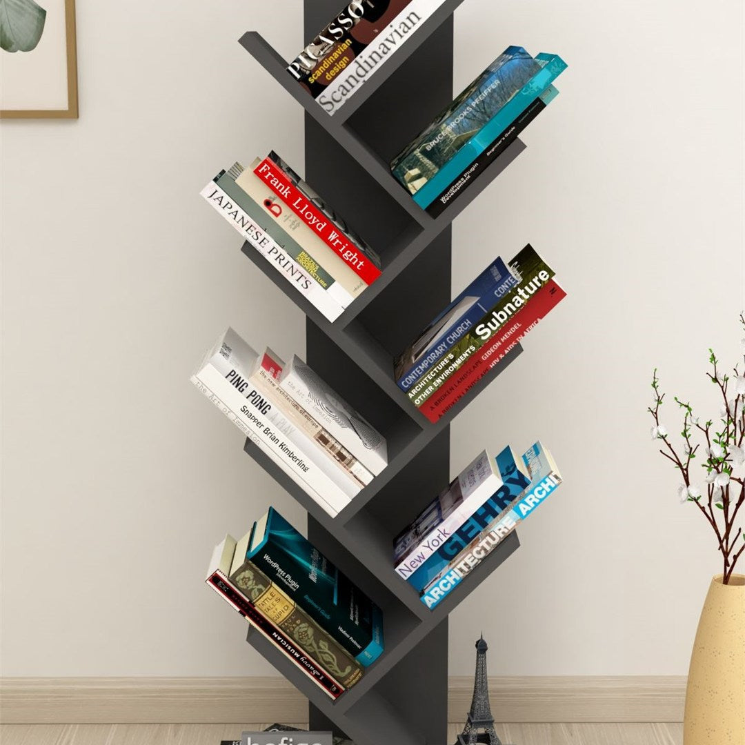 Biblioteca tip copac cu rafturi decorative 122 x 44 x 23,8 cm, PAL melaminat 18 mm