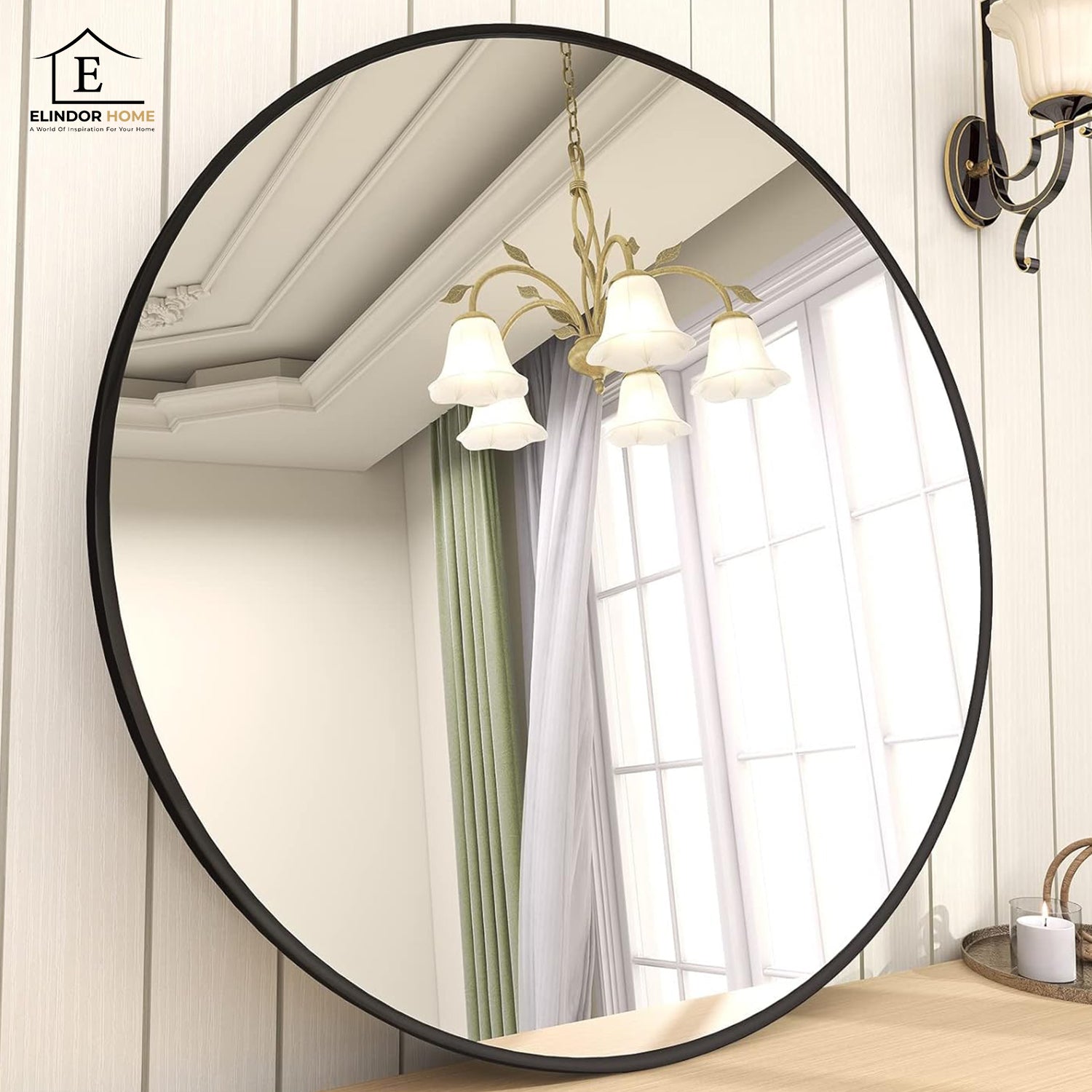 Oglinda Rotunda 70 cm Rama Neagra Elindor® Decorativa, Moderna si Eleganta, Reflexie HD, Sticla fara Distorsiuni, Ideala pentru Dormitor, Living, Birou, Dressing, Hol – Default Title
