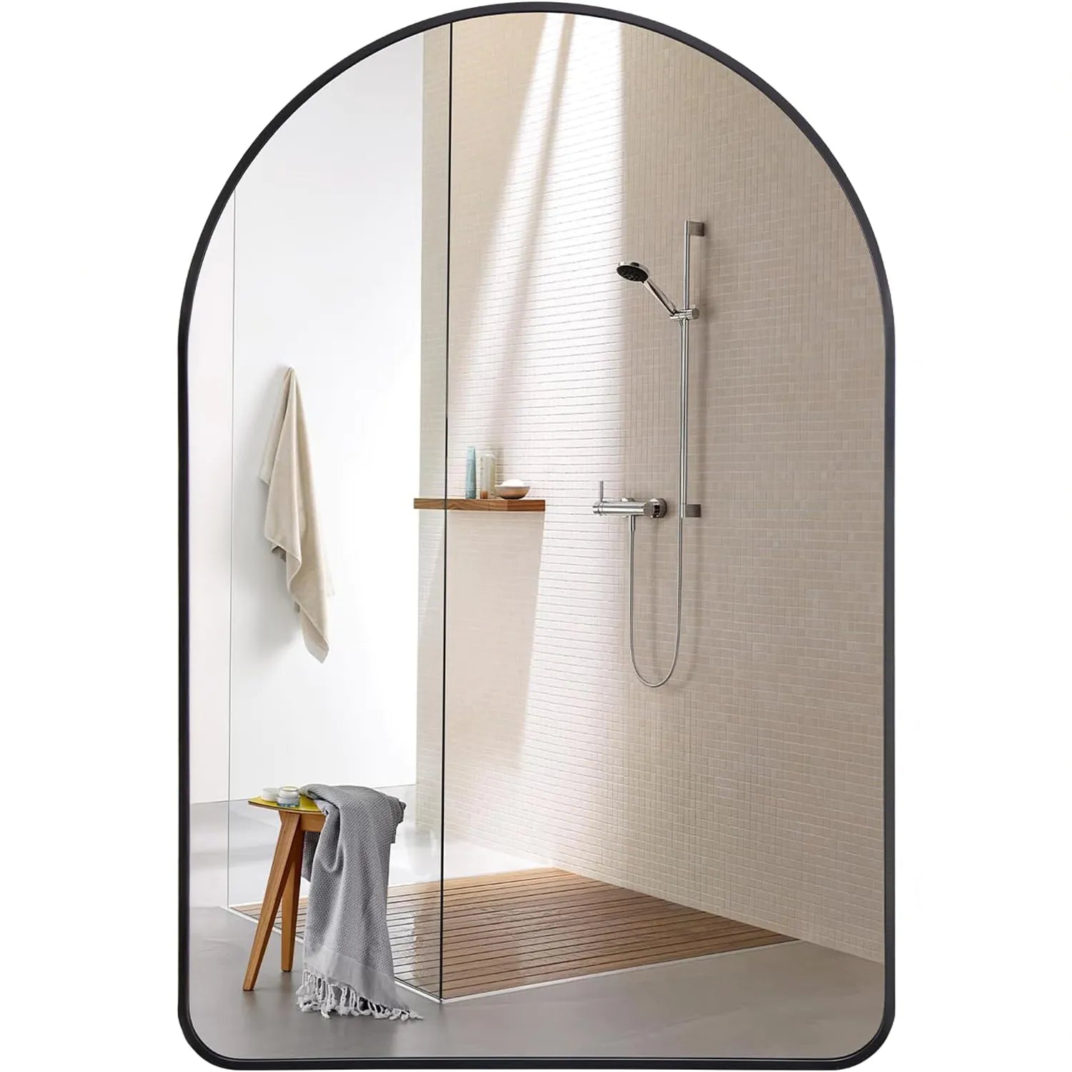 Oglinda de Perete Elindor® Arcuita 55×75 cm, Reflexie HD, Rama Neagra – Default Title