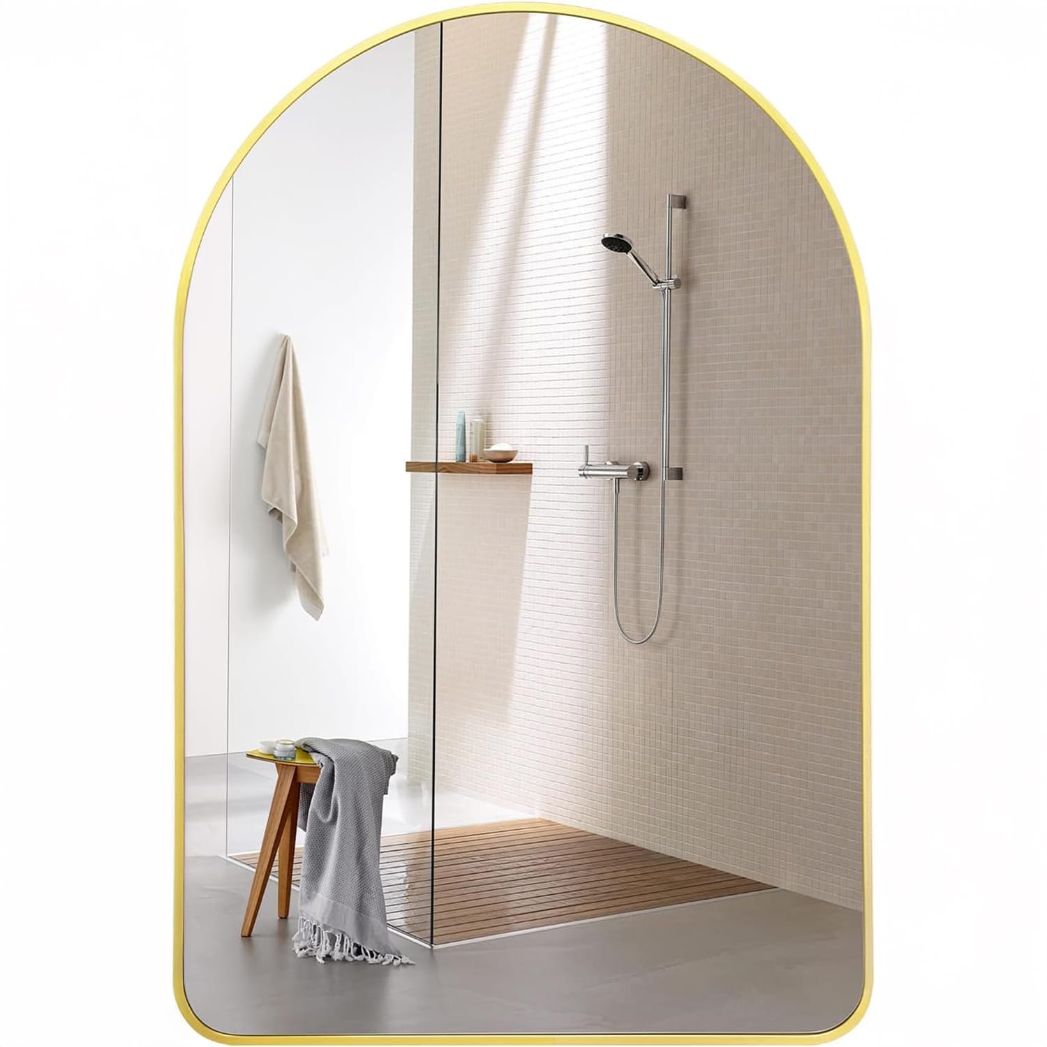 Oglinda de Perete Elindor® Arcuita 55×75 cm, Reflexie HD, Rama Aurie – Default Title