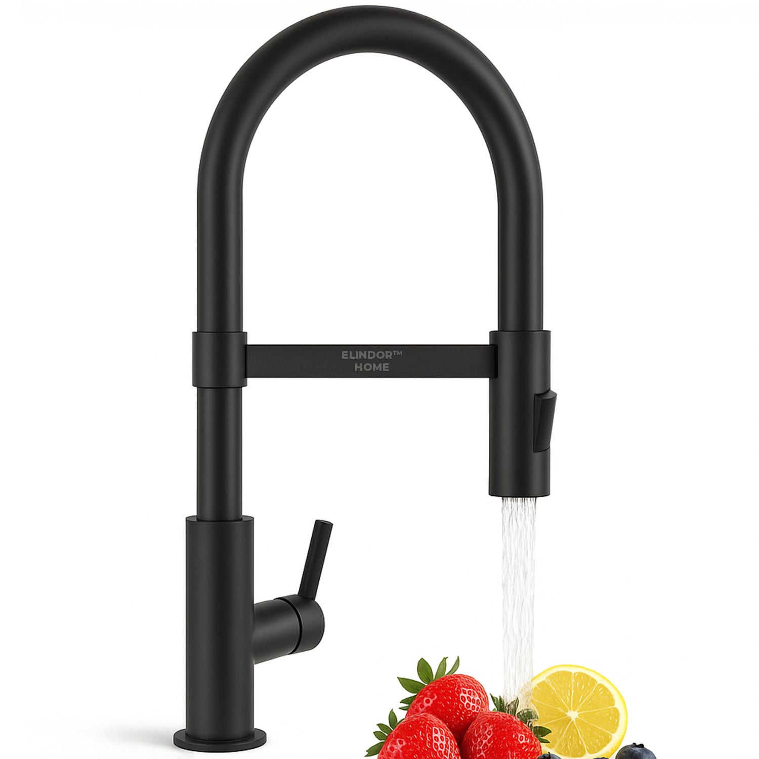 Baterie Chiuveta Bucatarie Neagra Elindor®, Robinet de Apa, Modern cu Pipa Inalta, Cap Dus Extensibil si Magnetic, cu Doua Functii, Jet Reglabil, Monocomanda, Rotativ 360°, Incastrata, Alama, Finisaj Mat – Default Title