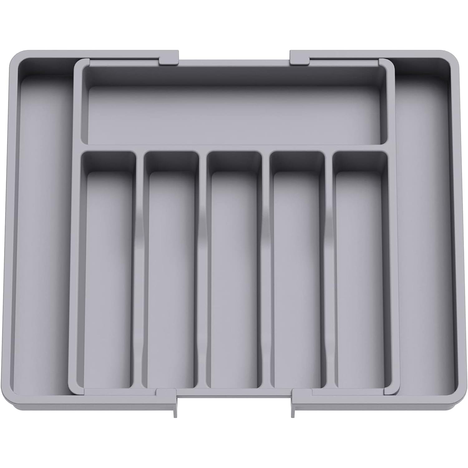Organizator pentru Tacamuri și Ustensile de Bucătărie, 8 Compartimente, Sertar Extensibil 33-57 cm, Suport Ajustabil pentru Cuțite, Gri – Default Title