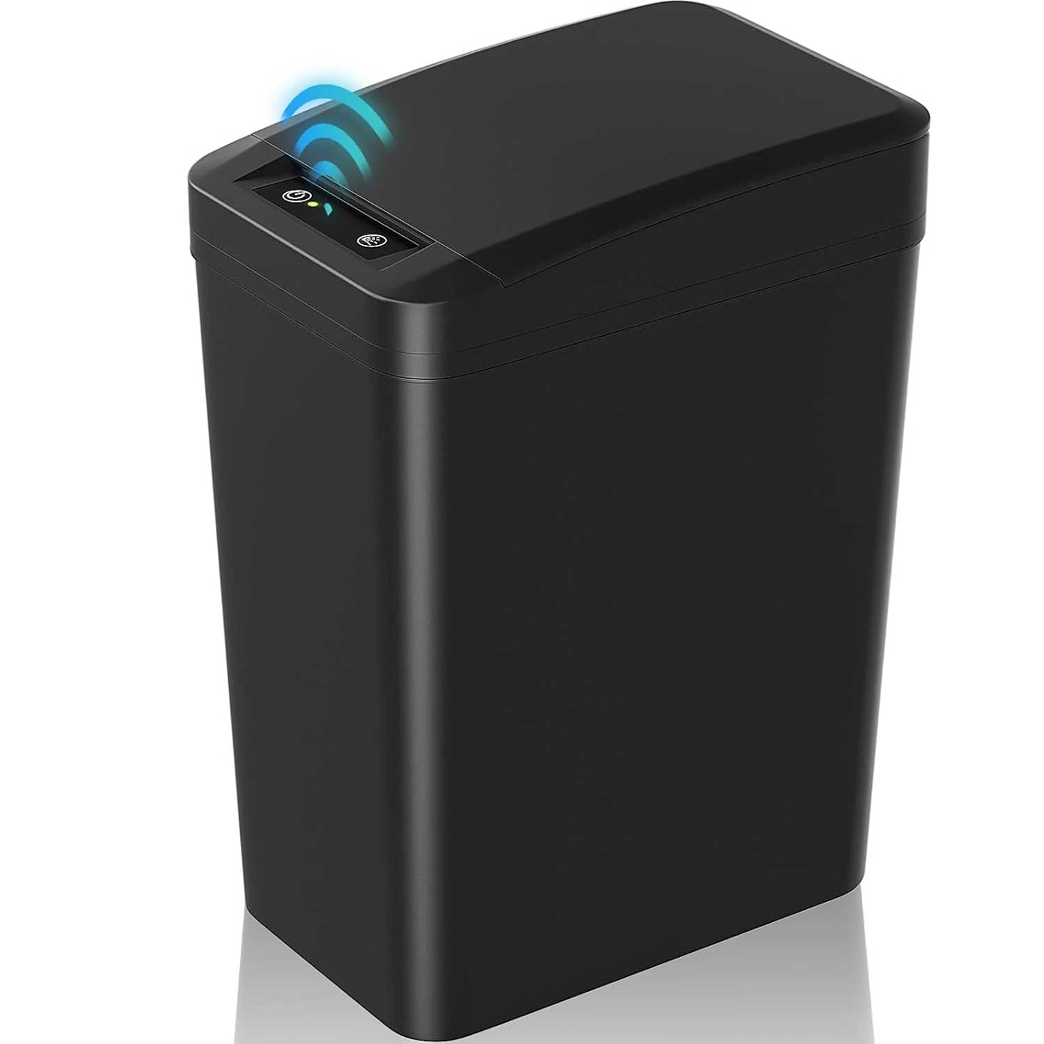 Cos de Gunoi Inteligent cu Senzor de Miscare Infrarosu si Buton de Deschidere Automata, 8.3 L, Capac Cu Etans Antimiros si Suport pentru Sacul de Gunoi, Compact, pentru Dormitor, Oficiu, Baie, Sufragerie, Bucatarie, Rezistent la Apa, Negru – Default Titl
