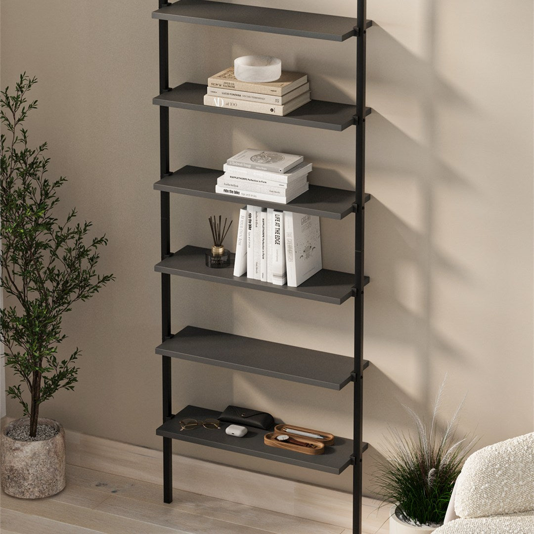 Biblioteca de Perete cu 6 Rafturi, Cadru Metalic, PAL 18 mm, 60 x 20 x 181 cm Biblioteca de Perete cu 6 Rafturi, Cadru Metalic, PAL 18 mm, 60 x 20 x 181 cm