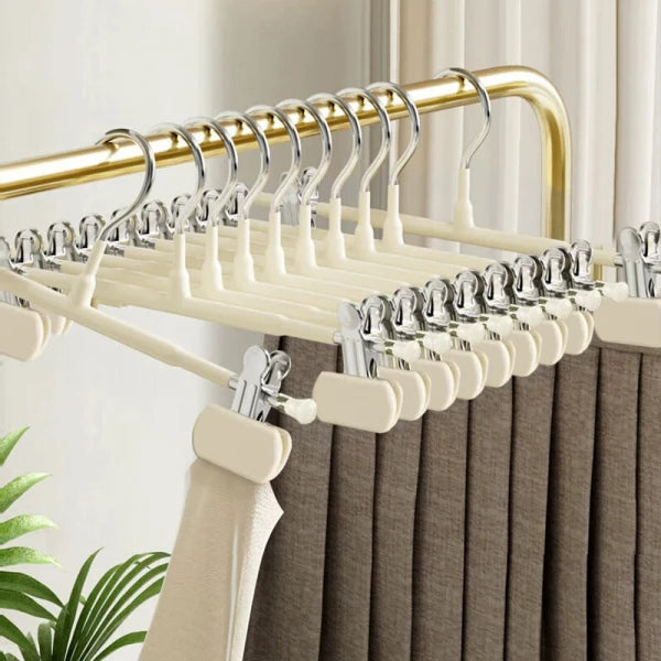 Set 10 umerase cu clips pentru pantaloni, otel, 31 x 13 cm, crem Set 10 umerase cu clips pentru pantaloni, otel, 31 x 13 cm, crem