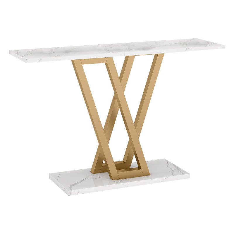 Consola Wirmo, Melamina si metal, 110x30x80 cm – Alb-Auriu