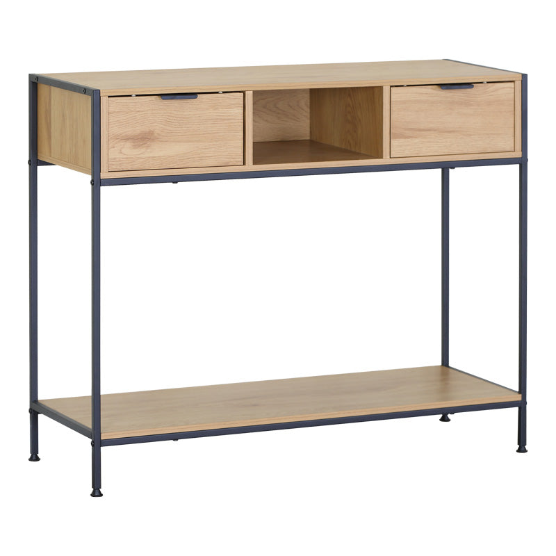Consolă Regando, Stejar cu metal, negru, 100x35x80 cm – Stejar