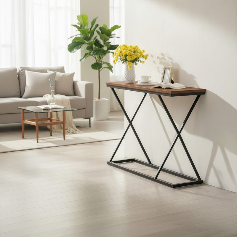 Consola Glimmer, Metal, 100x30x80 cm – Nuc-Negru