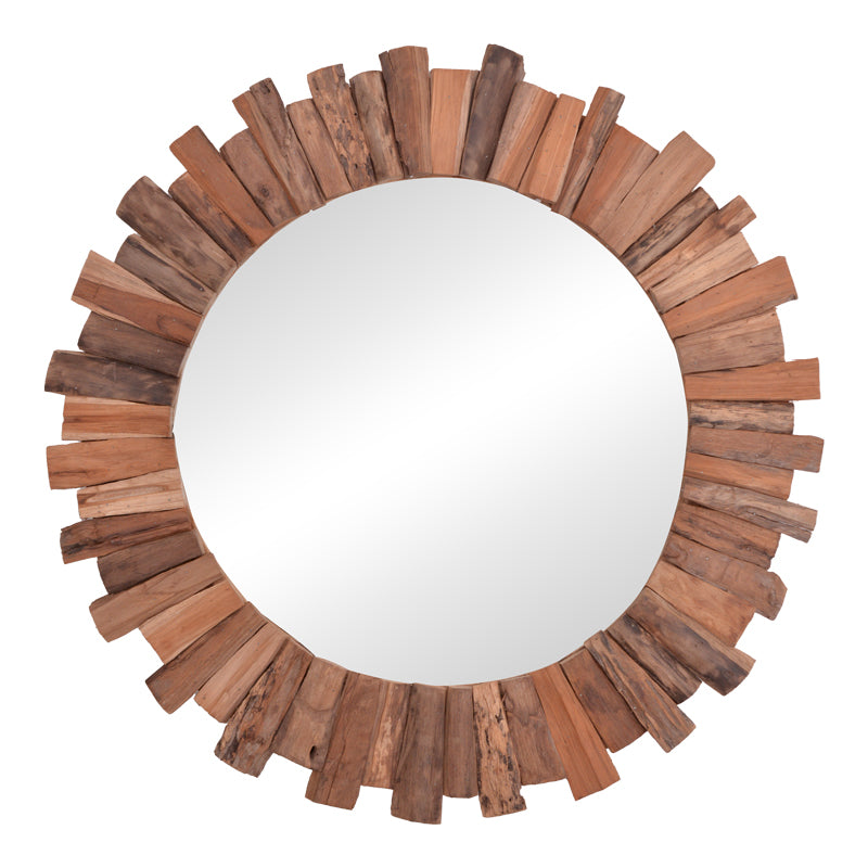 Oglinda Rounder lemn de tec, Natural, 100×100 cm – Natur