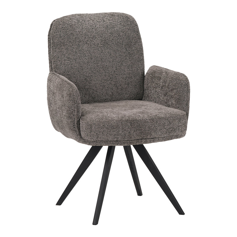 Fotoliu pivotant cu funcție Novo, Stil Modern, Material Bouclé Alb, Picioare Metal, Negru, 66x60x90 cm – BLACK – GREY