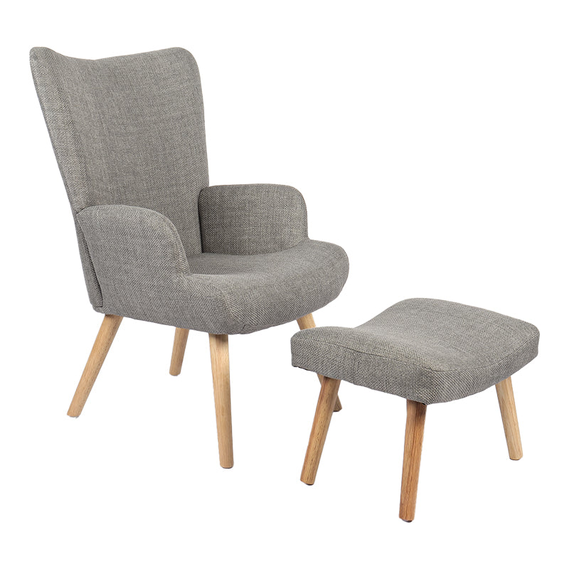 Fotoliu cu taburet Gerlina, Picioare lemn natural, Diverse culori, 71x64x94 cm – Gri deschis Fotoliu cu taburet Gerlina, Picioare lemn natural, Diverse culori, 71x64x94 cm – Gri deschis