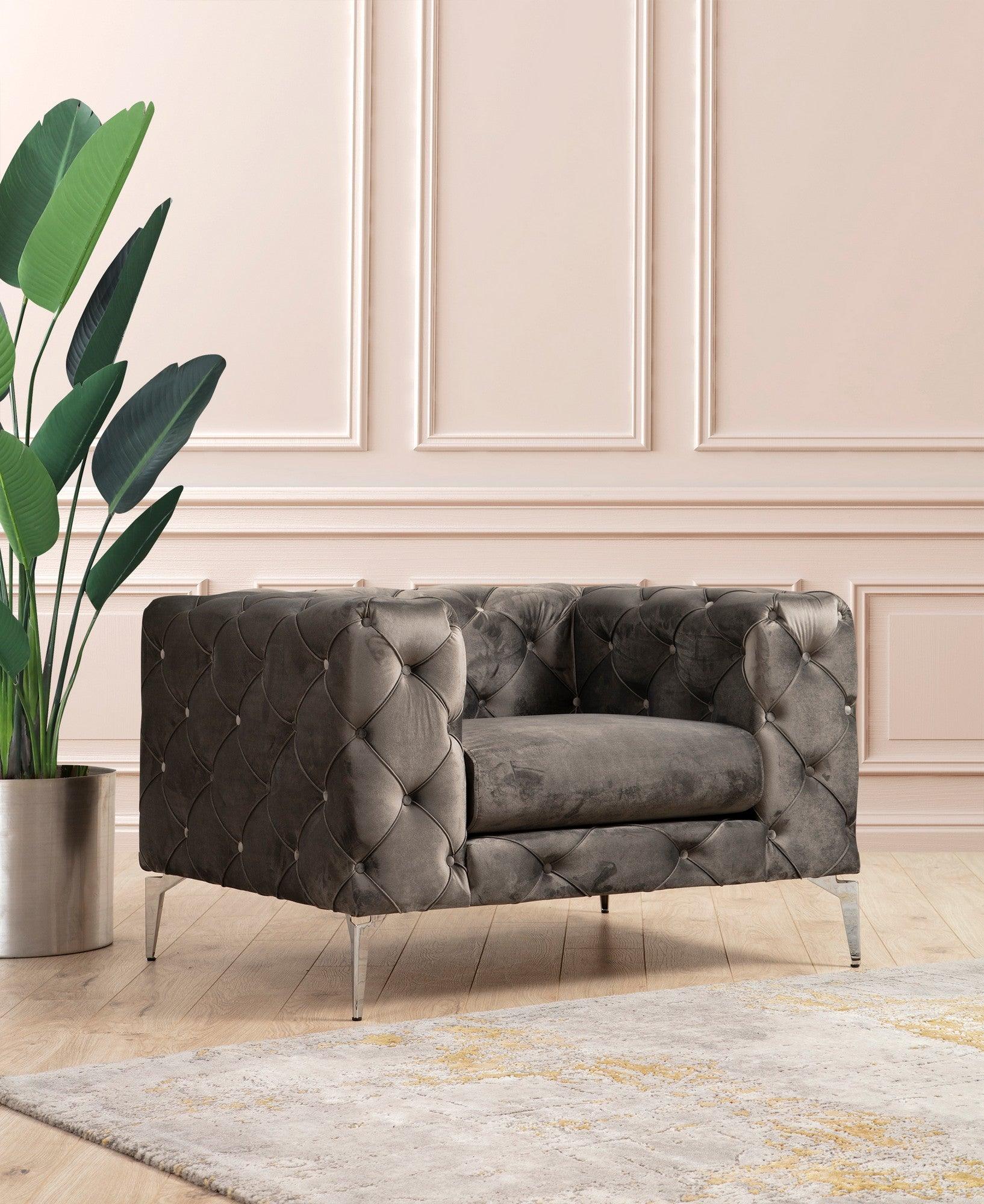 Fotoliu Chesterfield, 90x70x108 cm – Gri