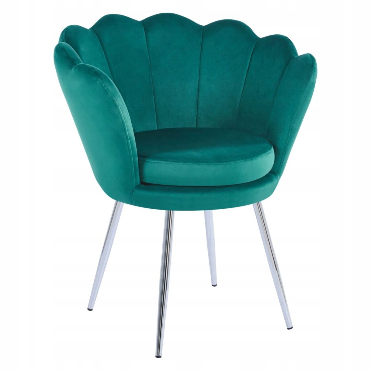 Fotoliu tapitat din catifea verde, stil glamour modern, picioare metalice crom argintiu – Default Title Fotoliu tapitat din catifea verde, stil glamour modern, picioare metalice crom argintiu – Default Title