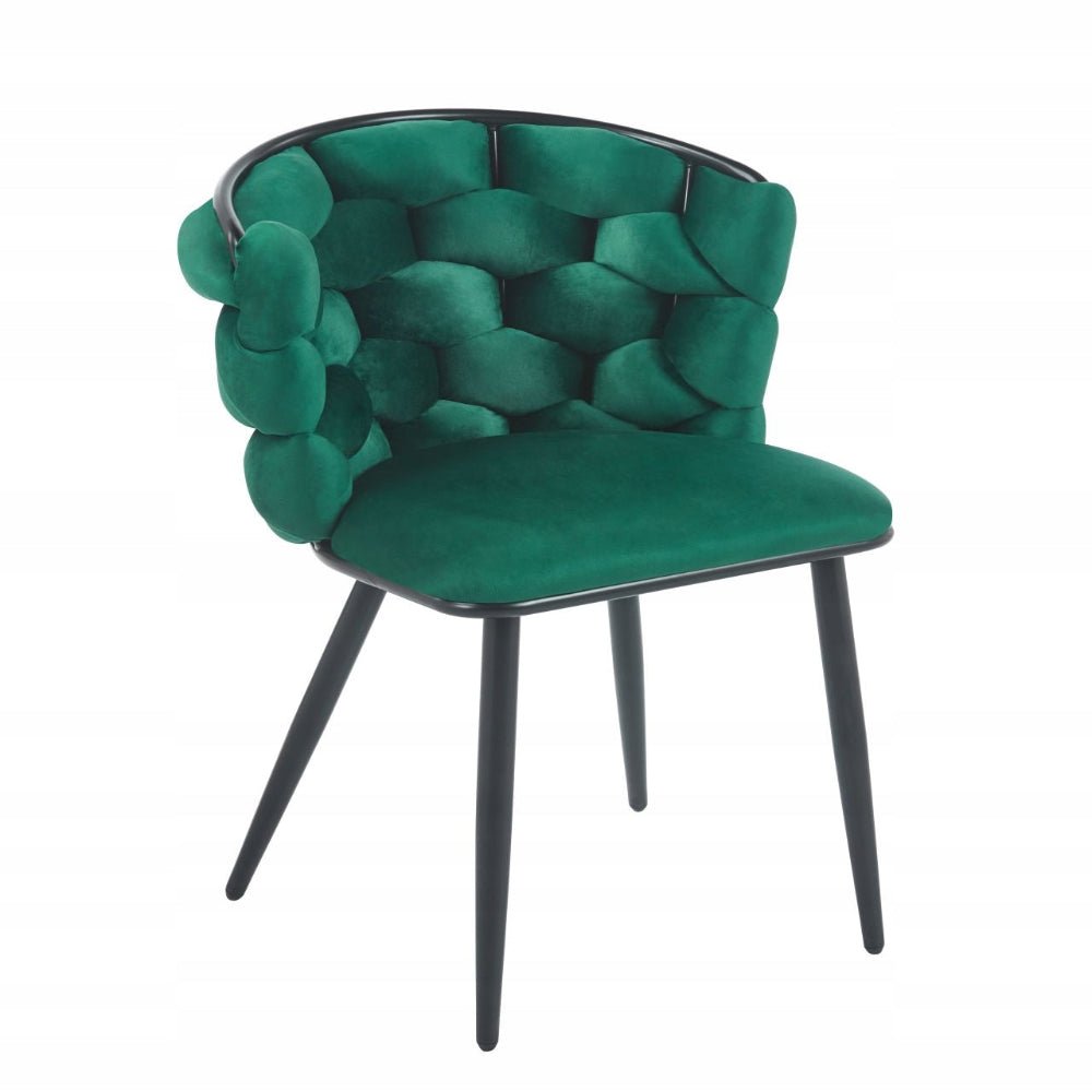 Scaun din catifea velvet impletita, verde, cadru metalic negru, pentru dining/sufragerie, 78 cm – Default Title