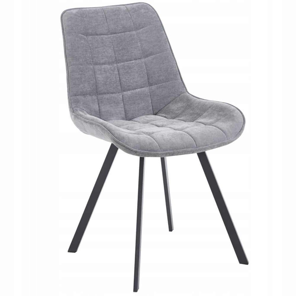 Scaun tapitat, catifea gri matlasata, stil loft/modern glamour, picioare metalice negre mate – Default Title
