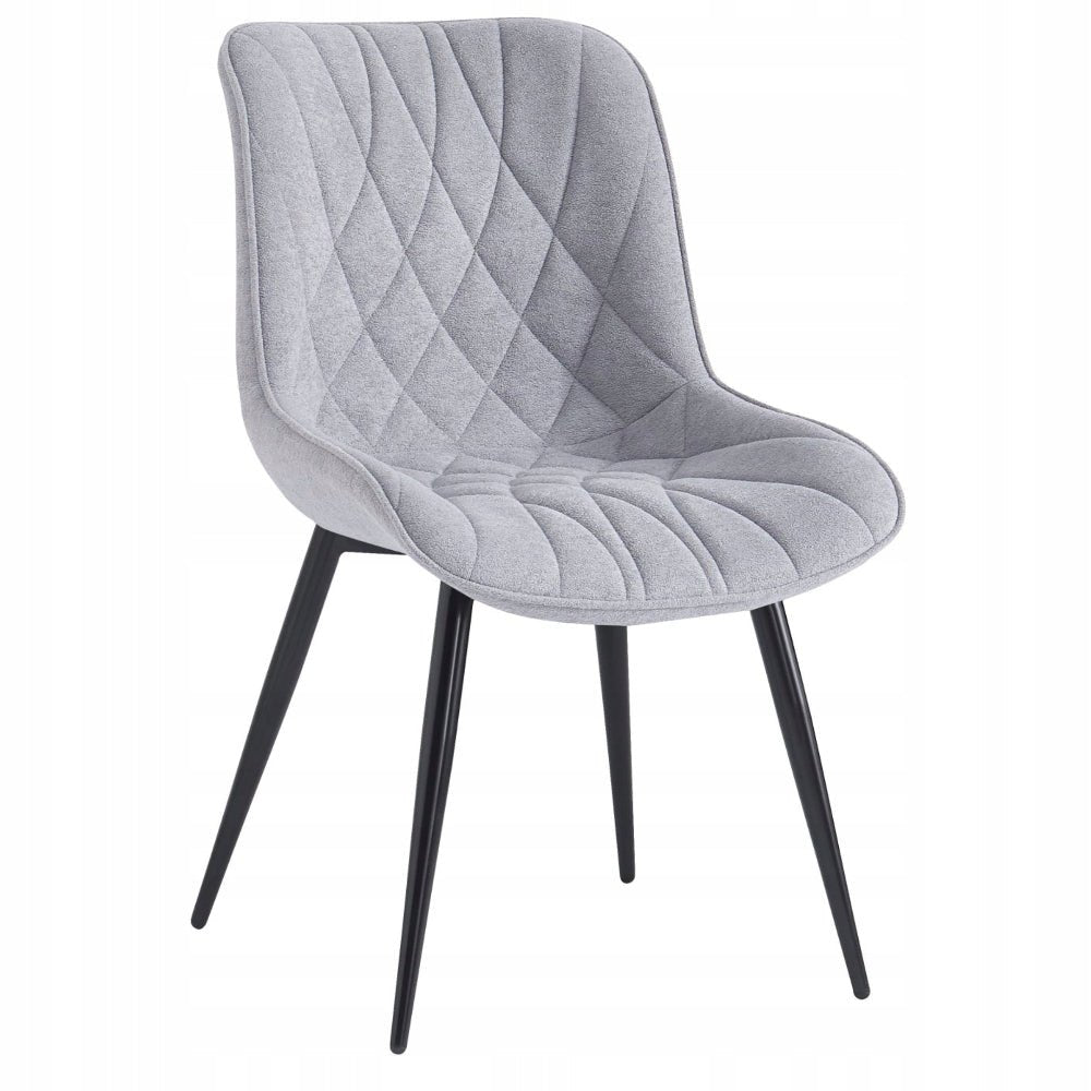 Scaun tapitat tip fotoliu, catifea gri, picioare metalice negre, confortabil pentru living si dining, 83 cm – Default Title