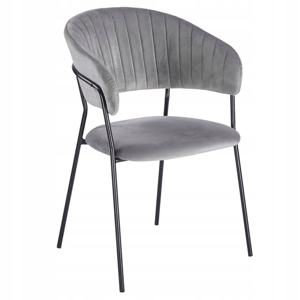 Scaun dining glamour, catifea velur gri, picioare metalice negre, stil Art Deco, cusaturi decorative – Default Title Scaun dining glamour, catifea velur gri, picioare metalice negre, stil Art Deco, cusaturi decorative – Default Title