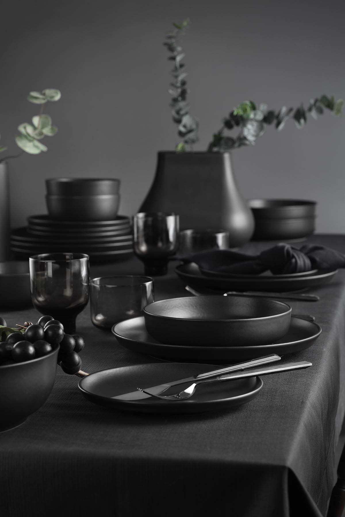 Serviciu de masă 16 bucăți CRT16YS740170, Matte black, 27x27x3 cm – Negru