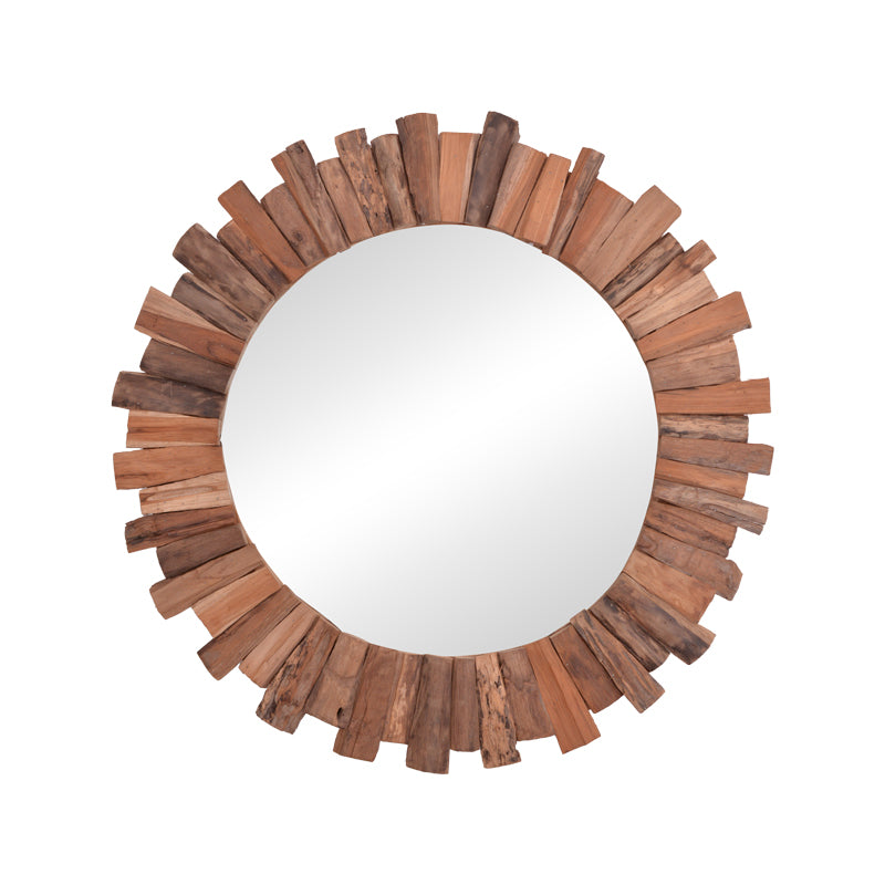 Oglinda Rounder lemn de tec, Natural, 80×80 cm – Natur