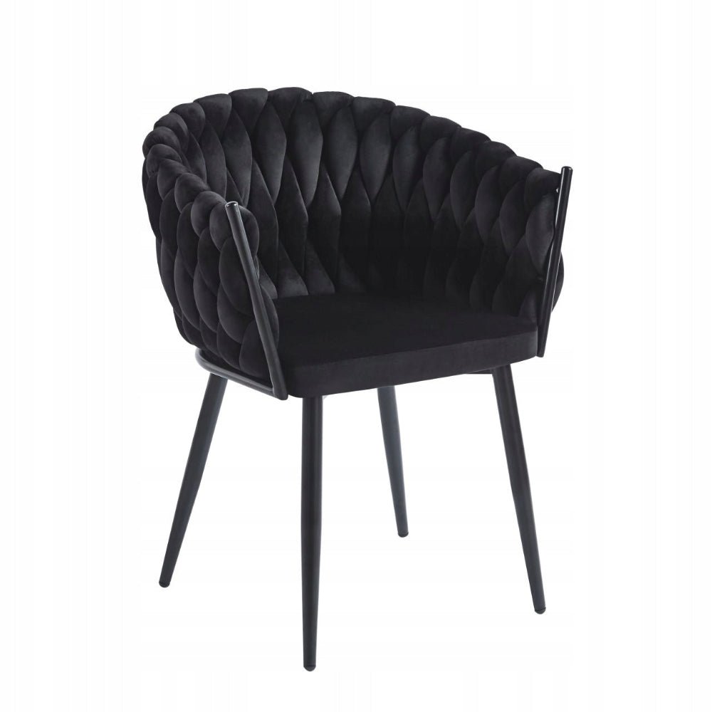 Scaun tapitat, catifea velvet neagra, cadru metalic negru, stil loft modern, sezut cu spumă, 61x50x81 cm – Default Title