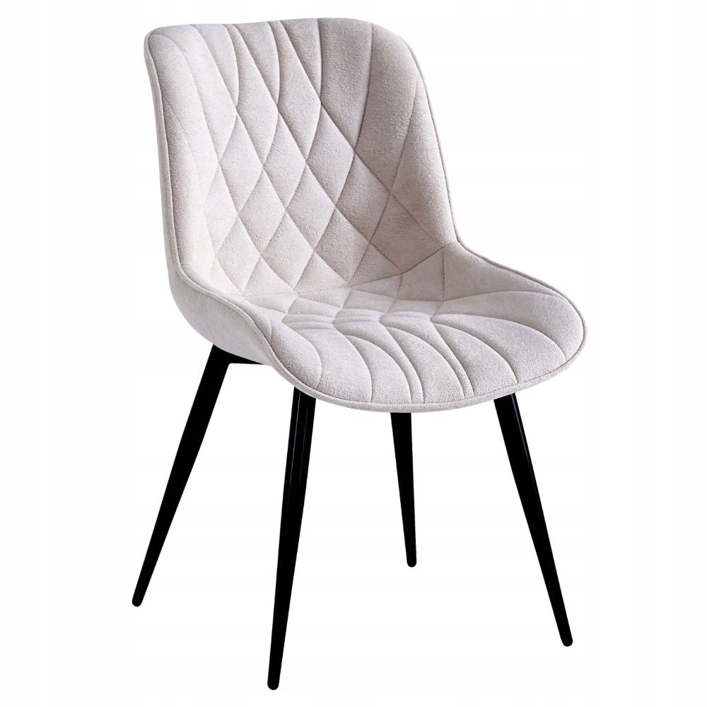 Scaun tapitat bej, tip scoica, loft/modern, tesatura matlasata, picioare metalice negre, 83 cm – Default Title