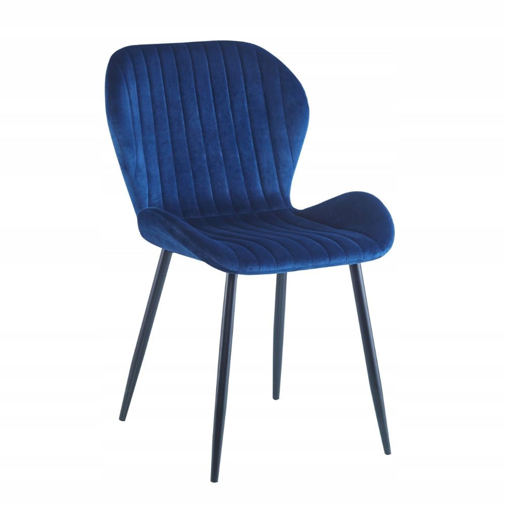 Scaun tapitat, catifea albastra, picioare metalice negre, stil loft/modern, 86 cm – Default Title