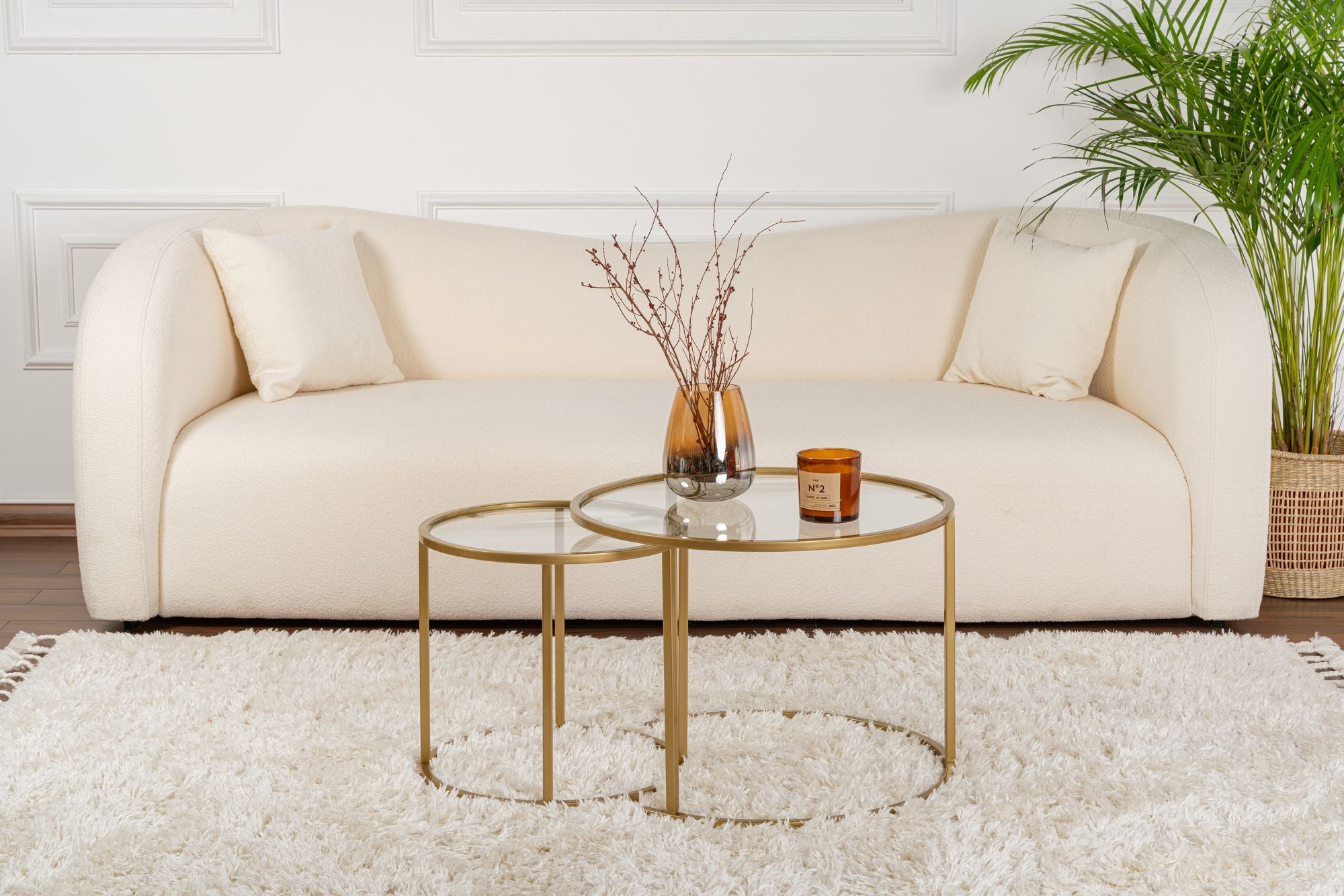 Măsuță de cafea Aurum – 60, 42, Diverse culori, Diverse dimensiuni – Auriu – Transparent / 60x60x43 cm