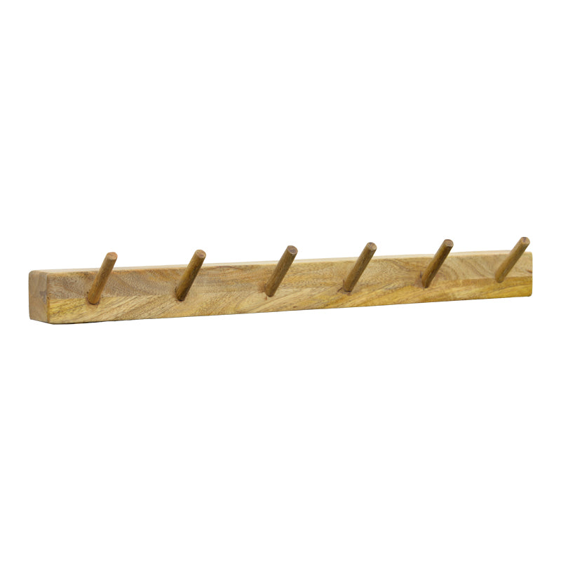 Cuier de perete cu funcție Hokkie, Lemn masiv de acacia, Natural, 60x11x10 cm – Natur
